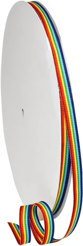 Miniatura 6 de Morex Ribbon Cinta decorativa a rayas de grogrén de poliéster, arco iris, 5/8 pulgadas