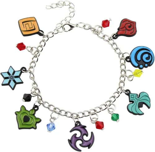 KANGSHUN Genshin Impact Charm Pulsera de juego de joyería de dibujos animados, regalos de metal para fanáticos, mujeres, niñas y hombres, Sin gemas.