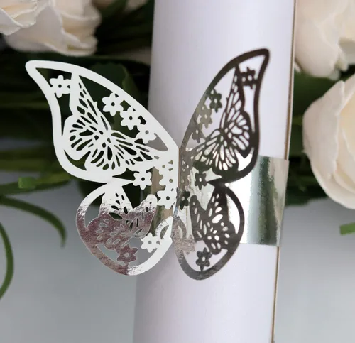 Miniatura 4 de 50 servilleteros de mariposa cortados con láser para cenas, mesas, diarios, bodas, aniversarios, fiestas, decoración de baby shower, suministros