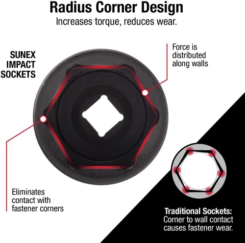 Miniatura 4 de Sunex 2651 - Juego de llaves de vaso de impacto SAE estándar de 1/2 pulgada, 13 piezas