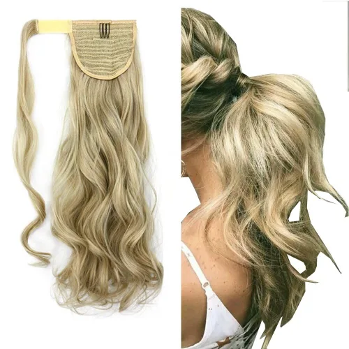 Miniatura 26 de Extensión de cola de caballo de 18 pulgadas para mujer, 3.53 onzas, fibra sintética natural japonesa resistente al calor, color negro azabache #1