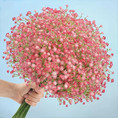 N&T NIETING - Ramo de 10 flores artificiales de aliento de bebé, gypsophila falsa, toque real, arreglo de flores artificiales para bodas, fiestas,