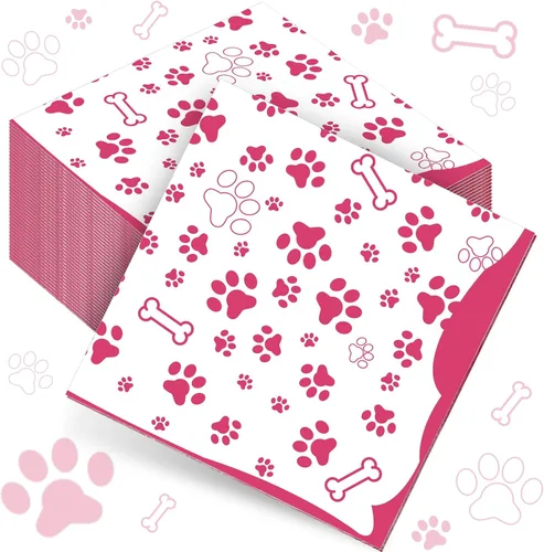 Miniatura 8 de CHENGU 100 servilletas con estampado de patas, 2 capas, suministros de fiesta, suministros de fiesta de animales de granja, para cumpleaños temático