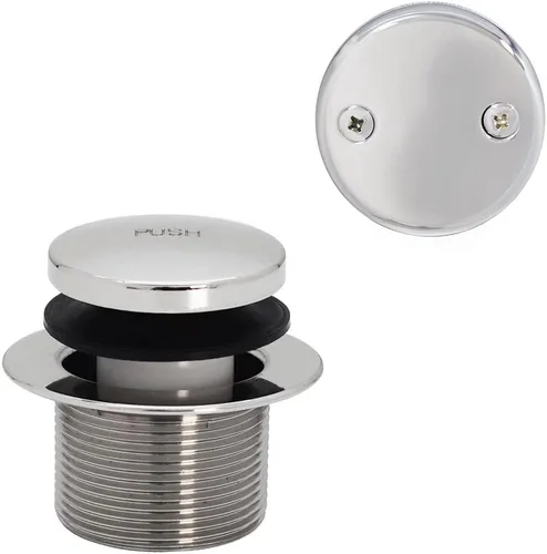 Miniatura 18 de Set de tapón de drenaje Westbrass con sistema de presión con el pie para bañera, con dos agujeros en placa frontal de desagüe, de metal pulido, Mate
