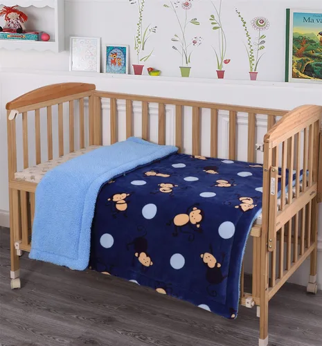 Sapphire Home Manta súper suave y acogedora para niños pequeños, 40 x 50 pulgadas, respaldo de sherpa de felpa azul para niños pequeños, manta de