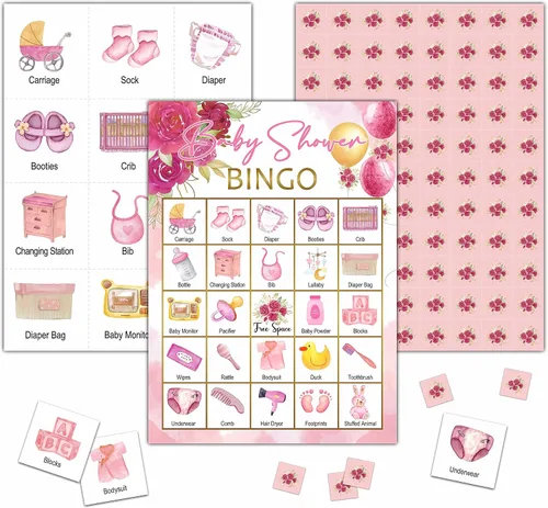 Miniatura 11 de Tarjetas de juego de bingo para baby shower, juego de bingo para 24 jugadores, actividades en interiores y exteriores, fiesta de baby shower