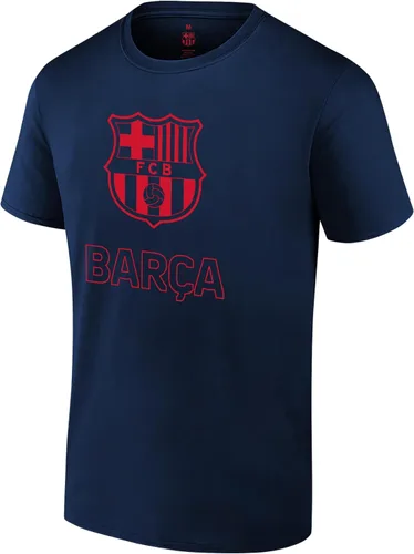 Miniatura 2 de Icon Sports Camiseta de algodón con licencia oficial del FC Barcelona, unisex para adultos azul marino (94ct-navy)