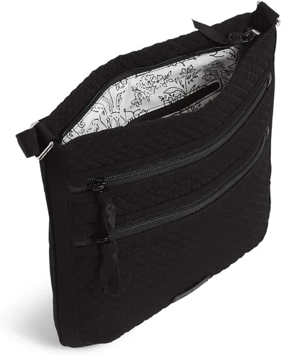 Miniatura 3 de Vera Bradley Bolso cruzado hipster de microfibra con triple cremallera para mujer, Negro clásico
