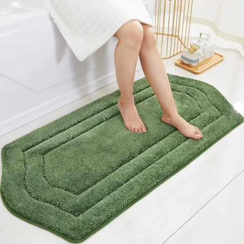 Miniatura 56 de COSY HOMEER Alfombras de Baño Extra Gruesas para Baño - Juegos de Alfombras Antideslizantes de Lino de Baño Suave Felpa 100% Poliéster Fuerte Sala