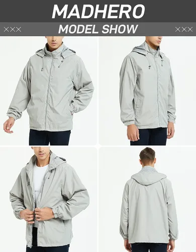 Miniatura 5 de Chaqueta impermeable rompevientos ligera para hombre con capucha extraíble