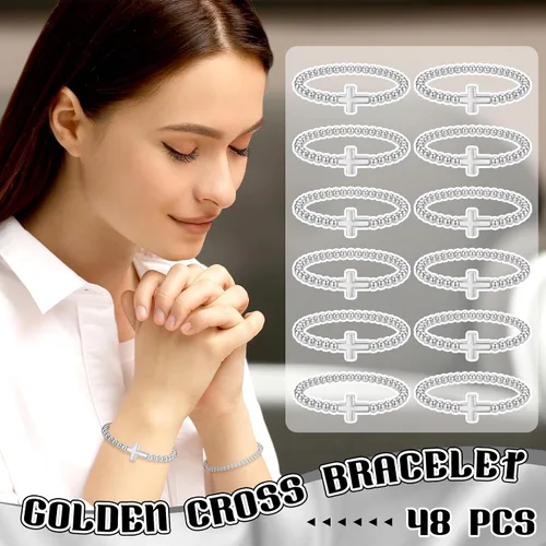 Miniatura 2 de Cross Bracelets for Women Christian Bracelets Bulk Beaded Religious Gifts Jesus Faith Bracelet Stretch Stackable Church Jewelry Gift Communion