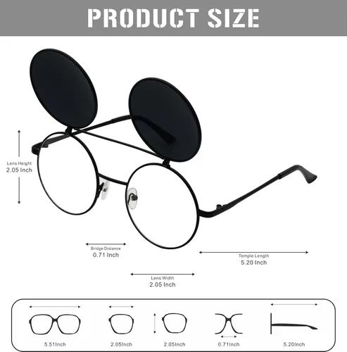 Miniatura 3 de J&L Glasses Gafas de sol redondas retro abatibles Seampunk