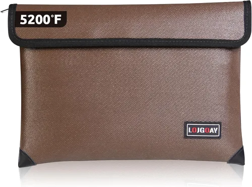 Miniatura 8 de Bolsa de documentos ignífuga, con aislamiento térmico de 5200 °F, bolsa impermeable ignífuga con cremallera, 8 capas de materiales funcionales