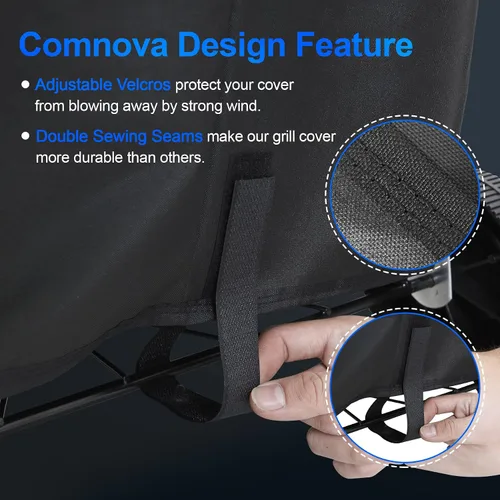 Miniatura 7 de Comnova Funda para Parrilla de Carbón - Resistente e Impermeable para Parrilla Kettle Weber, Parrilla Kettle Cuisinart y Más