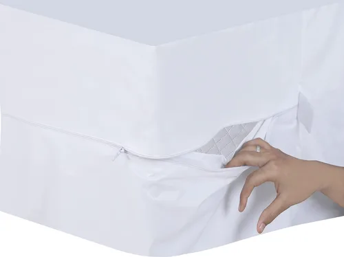 Miniatura 5 de Feather & Stitch - Protector de colchón de alta calidad, funda de colchón con cremallera, 100% impermeable, de punto de poliéster, absorbente, funda