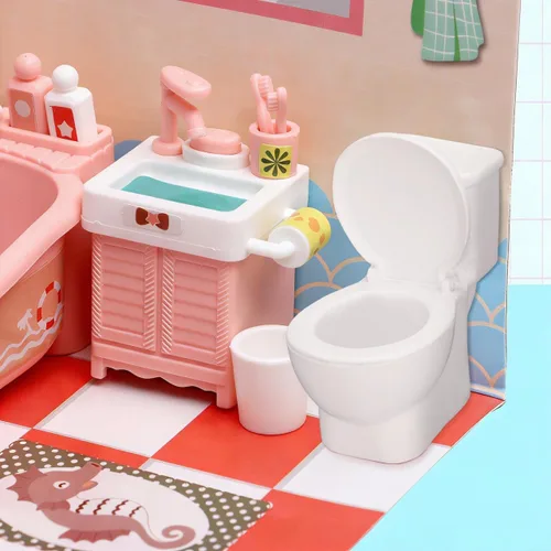 Miniatura 5 de Garneck Mini inodoro de juguete para casa de muñecas, figura de baño en miniatura, modelo de inodoro pequeño, decoración de adorno de jardín de hadas