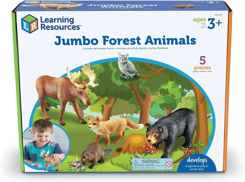 Miniatura 7 de Animales del bosque grandes de Learning Resources - Habilidades motoras finas para niños, figuras escolares para niños, Montessori para niños