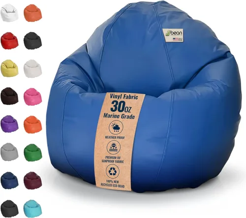 Miniatura 16 de Puf grande de vinilo marino – Puf impermeable para barcos y piscinas – con cuentas de poliestireno y silla rellena de espuma CertiPUR para adultos