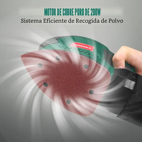 Miniatura 2 de HYCHIKA - Lijadora de detalles, 14,000 OPM, herramienta eléctrica compacta con 12 papeles de lija, sistema de recolección de polvo eficiente
