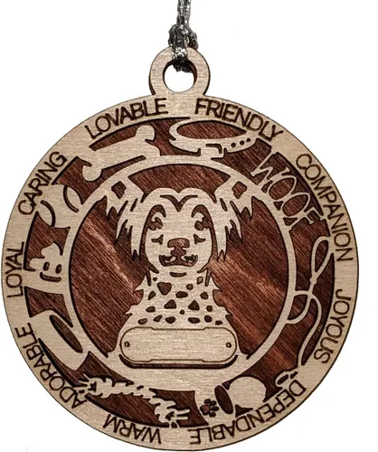 Miniatura 50 de Adorno de Navidad personalizado de madera para perro de 3 pulgadas, nombre y texto personalizables, hecho a mano en Estados Unidos, diseño de corte