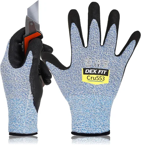 Miniatura 26 de DEX FIT Guantes resistentes a cortes nivel 5 Cru553, ajuste elástico cómodo 3D, agarre de potencia, grado profesional, delgados, compatibles
