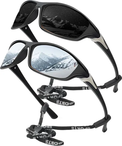 Miniatura 48 de KALIYADI 4 Pack Polarized Sunglasses-Men Sports Sun-glasses: Mens Sunglasses UV Protection for Fishing Driving Cycling A03-negro/Azul oscuro/Rojo