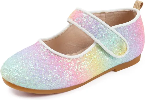 Miniatura 6 de Zapatos de vestir arcoíris para niña, zapatos de princesa con purpurina para niña, zapatos Mary Jane brillantes para fiesta, bailarina, para uso