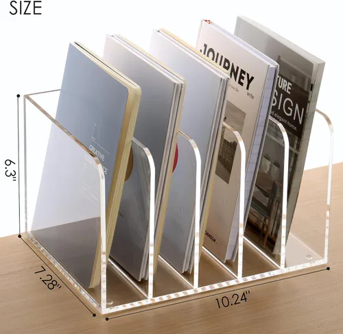 Miniatura 2 de SANRUI Organizador de archivos de acrílico, soporte transparente para archivos, organizador de escritorio para organización y almacenamiento