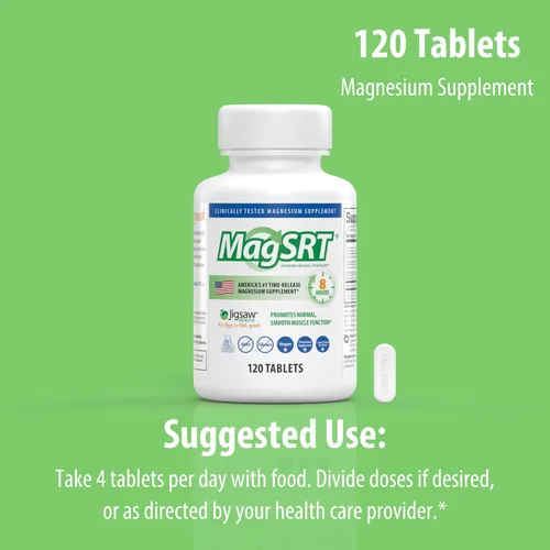 Miniatura 7 de Jigsaw Health MagSRT Suplemento de magnesio con vitamina B6, ácido fólico y B12 120 tabletas 30 porciones