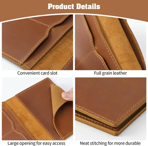 Miniatura 4 de Jack&Chris Funda de cuero para pasaporte, funda de viaje para hombres y mujeres, Marrón