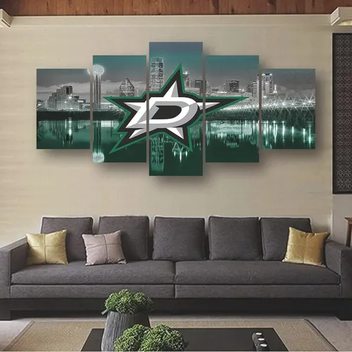 Miniatura 6 de Póster de estrellas de Dallas para hockey sobre hielo, lienzo deportivo, impresión de arte de pared, decoración del hogar, marco grande, listo