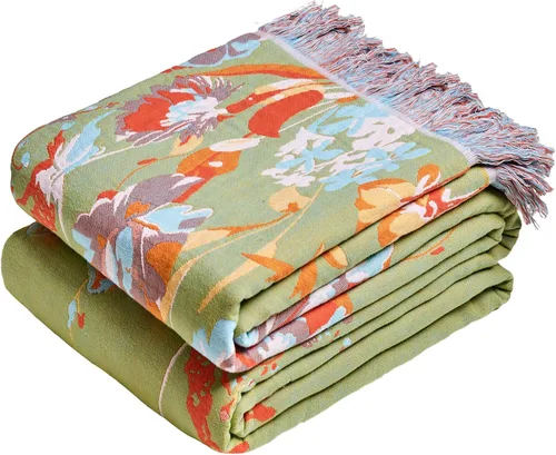 Miniatura 20 de MSGKV Manta de Tiro 100% Algodón para Cama Sofá Otoño 90''x 98'' Mantas de Muselina Súper Suaves Cálidas Colcha Bohemia Ligera Mantas Decorativas