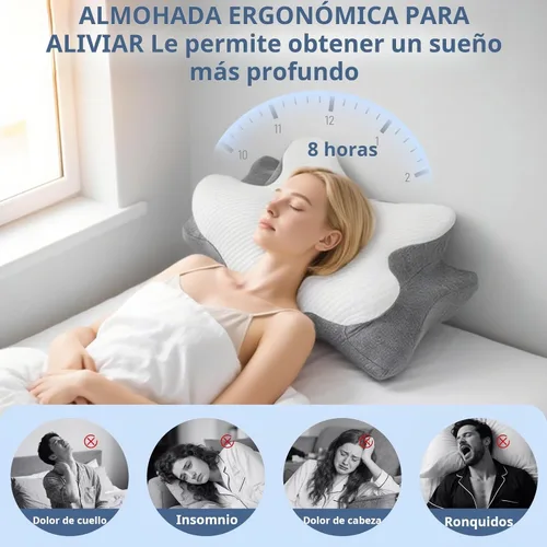Miniatura 3 de Almohada cervical para cuello y hombros, almohadas ergonómicas de apoyo para el cuello para dormir con alivio del dolor, almohada de espuma Gris