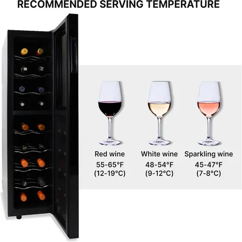 Miniatura 9 de Koolatron Urban Series - Enfriador de vino de doble zona, 18 botellas, refrigerador de vino termoeléctrico, refrigerador de vino independiente