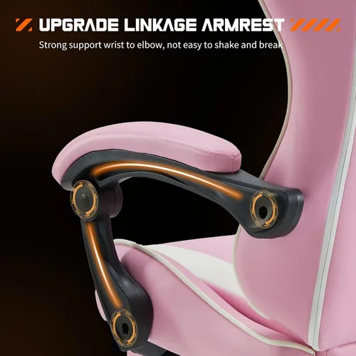 Miniatura 6 de DUMOS - Silla de escritorio de oficina para juegos con reposapiés y reposacabezas para adultos, silla ergonómica de piel sintética para computadora