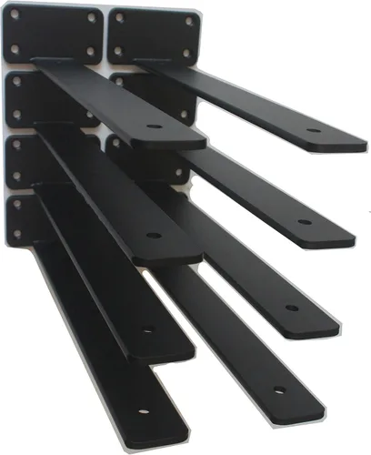 Miniatura 12 de Paquete de 2 - Soportes de estante en L ocultos negros de 4 pulgadas (1/5 pulgada de grosor) Soportes de estante flotante de hierro Soportes