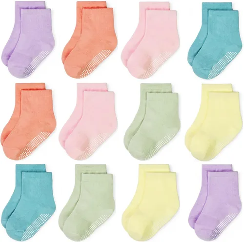 Miniatura 13 de GRPSKCOS Calcetines Antideslizantes para Bebés 12 Pares Calcetines Antideslizantes para Niños Pequeños de 0-7 Años Infantes Niños Pequeños Niños