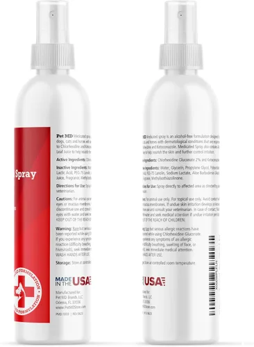 Miniatura 4 de Aerosol medicinal antiséptico y antifúngico para perros, gatos y caballos con clorhexidina, ketoconazol, ácidos grasos esenciales, aloe y vitamina