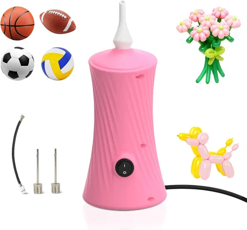 Miniatura 9 de AXHJ Bomba de aire eléctrica para globos largos y pelota deportiva, bomba de globo de aire eléctrica 2 en 1, inflador de globos para globos