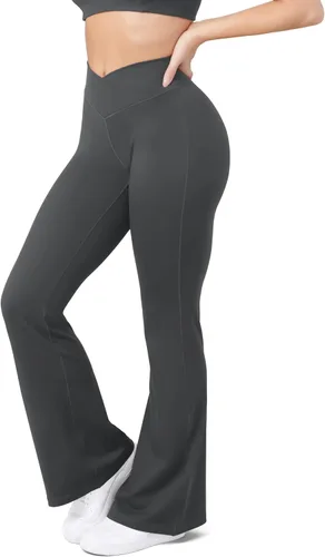 Miniatura 67 de HEGALY Pantalones de yoga acampanados para mujer, leggings cruzados, suaves, de cintura alta, pantalones casuales de entrenamiento con corte de bota