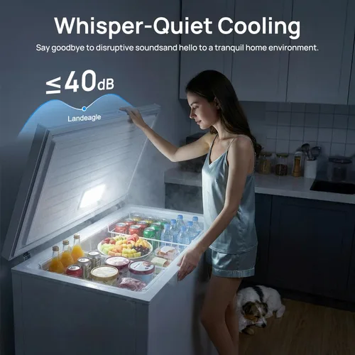 Miniatura 6 de Congelador de pecho de 2.7 pies cúbicos, pequeño y compacto con 7 termostatos ajustables, 2 cestas extraíbles, ahorro de energía, mini congelador