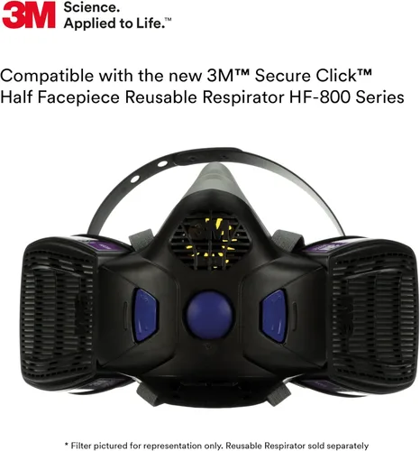 Miniatura 9 de 3M Cartucho respirador, cartucho Secure Click D8003 para vapores orgánicos y gas ácido, aprobado por NIOSH, doble flujo para mayor transpirabilidad