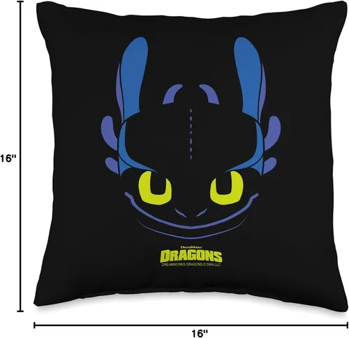 Miniatura 4 de DreamWorks Dragons Toothless Night Fury - Almohada para disfraz de cara grande, 16 x 16 pulgadas, multicolor
