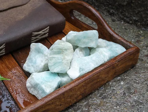 Miniatura 2 de Crocon Piedras ásperas y cristales de aragonita azul de 1/4 de libra, piedras preciosas crudas a granel para pulir, pulir, minería, equilibrio