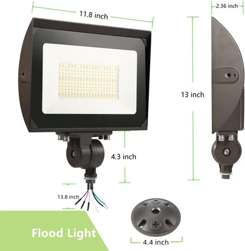 Miniatura 7 de Luz de inundación LED de 150 W para exteriores con placa, 5000 K, luz de día 21000 LM, 100-277 V, UL/DLC impermeable, luz de seguridad LED