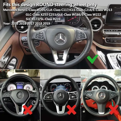 Miniatura 3 de Funda para volante cosida a mano para Mercedes Benz C W205/CLA C117/CLS C218/E W213/GLA X156/GLC X253 C253/GLE W166/GLS X166/W447 2015-2019