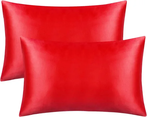 Miniatura 9 de FLXXIE Paquete de 2 fundas de almohada estándar de satén con cremallera para cabello y piel, sedosas y súper suaves (20 x 26 pulgadas), fundas