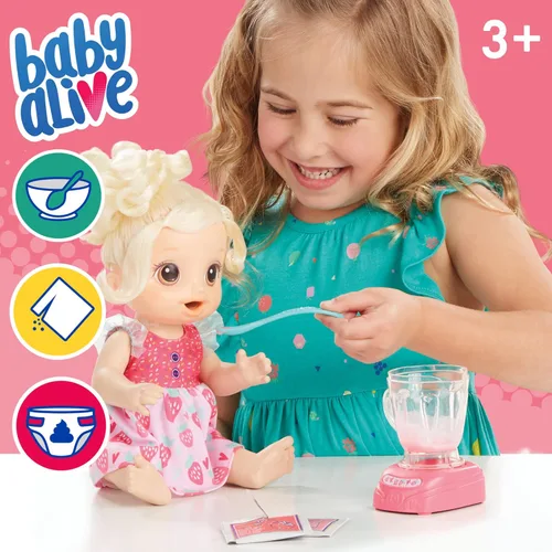Miniatura 2 de Baby Alive Muñeca Baby Mezcladora Mágica, Batido de Fresa, Muñeca con Licuadora de Juguete, Set de Muñeca Baby para Niños de 3 Años en Adelante