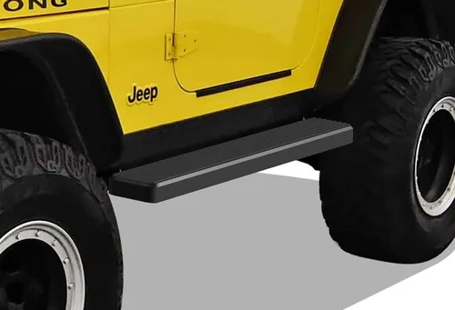 Miniatura 9 de APS iArmor Escalones Laterales de Acero Inoxidable para Jeep Wrangler 1987-2006 (Resistente, Recubierto en Polvo Negro)