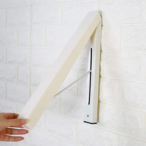 Miniatura 8 de Perchero plegable para colgar ropa, para colgar en la pared, colgador retráctil para ropa, fácil de instalar, fuerte carga y soporte de carga Blanco